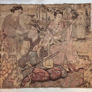 Japanese Musician Vintage Tapestry Wall Hanging